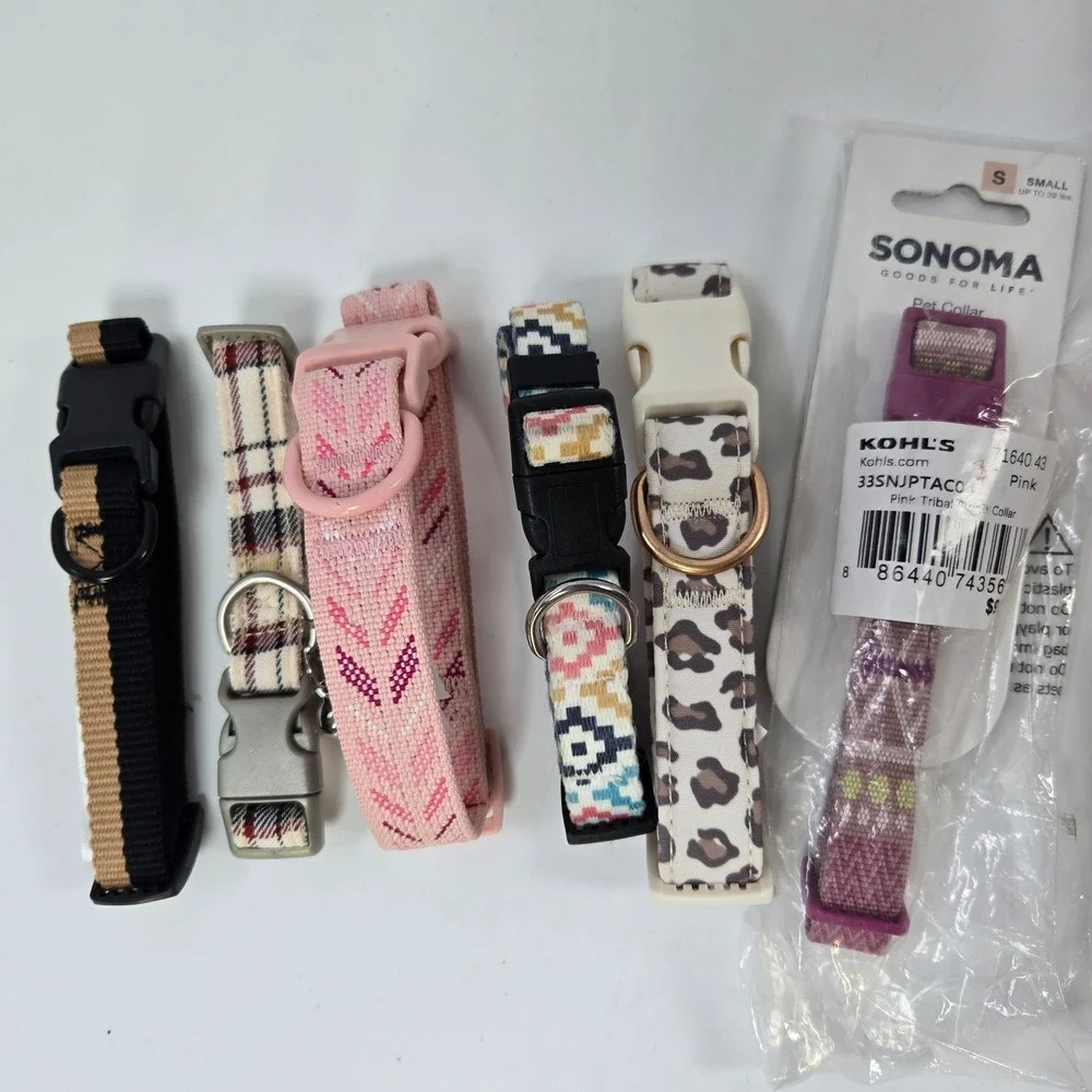 Sonoma Sport Pet Living Dog Collar Leash Harness Bundle S M Pink Purple Leopard